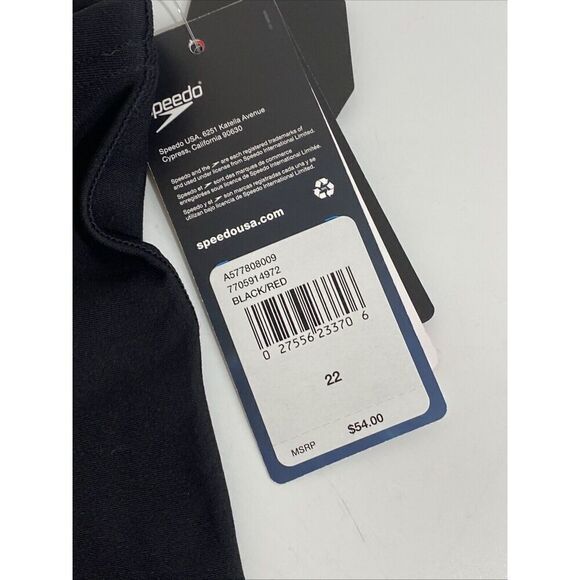 Speedo Spark Splice Jammer Swimsuit ML Medium Black Red 22 7705914 - Picture 3 of 4